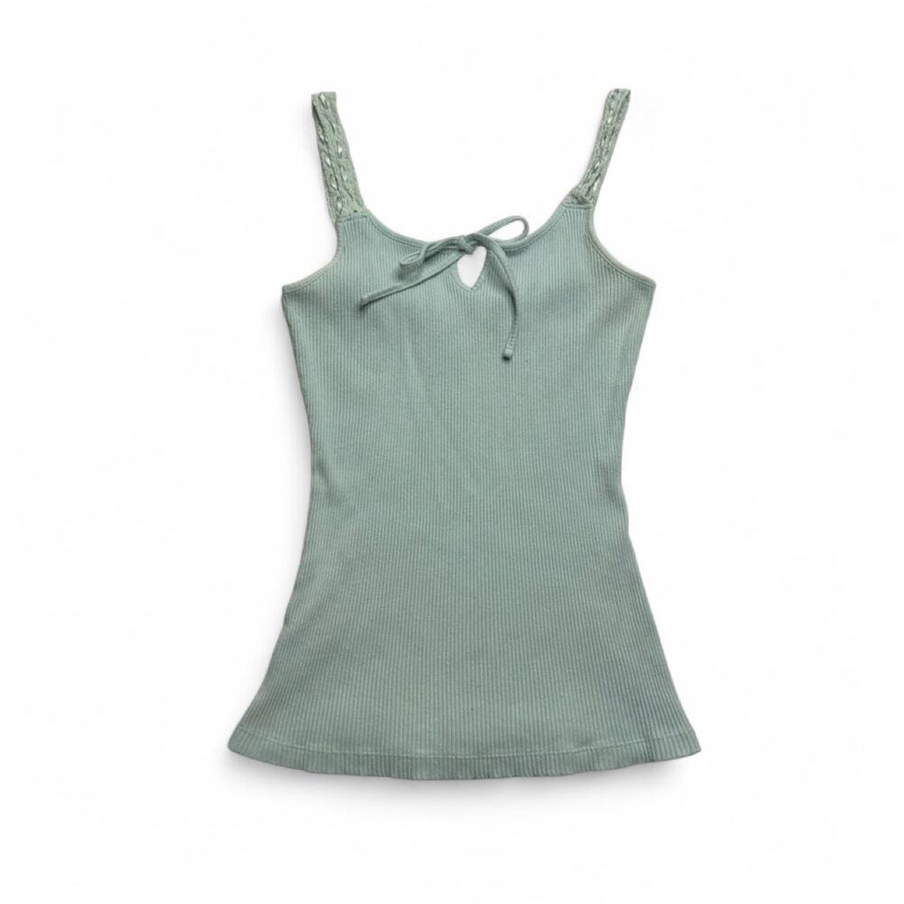 Apostrophe Baby Blue Fitted Y2K 100% Cotton Tank Top - Picture 3 of 7